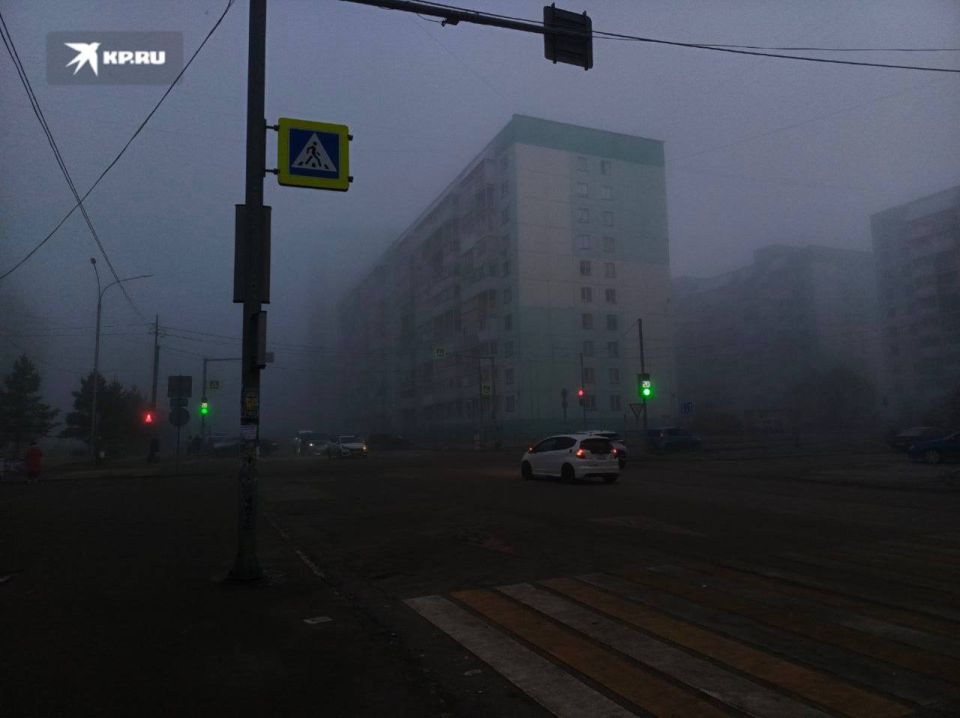 Туманное и морозное утро в Новосибирске