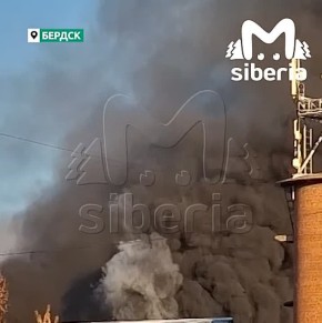 Сильный пожар в Бердске.. По словам очевидцев, горит завод по производству туалетной бумаги недалеко от Комсомольской. Столб дыма виден из разных частей города