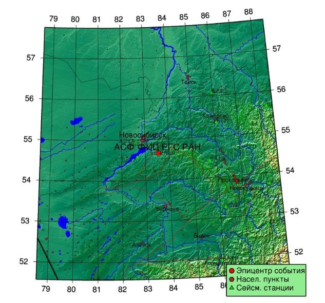 Землетрясение магнитудой 2,9 произошло в Новосибирской области