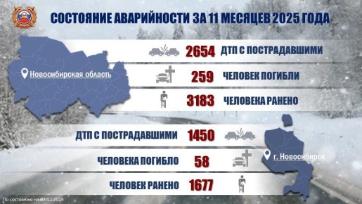 Госавтоинспекция Новосибирской области подвела итоги: Аварийность 11 месяцев 2025 года