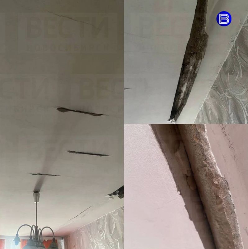 Угроза над головой. Потолочная плита опасно провисла в доме № 9 на улице Звёздной в Новосибирске