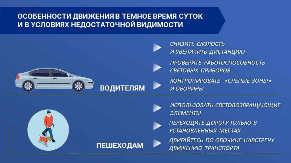 Особенности движения в темное время суток и в условиях недостаточной видимости
