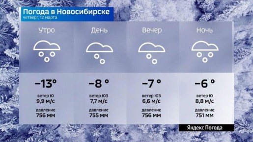 Прогноз погоды на 12 марта 2026 года в Новосибирской области