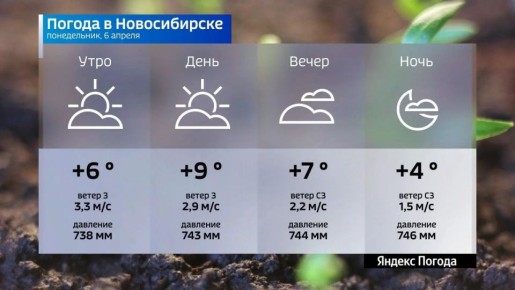 Прогноз погоды на 6 апреля 2026 года в Новосибирской области
