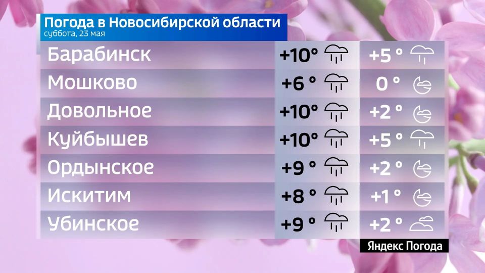 Прогноз погоды на 23 мая 2026 года в Новосибирской области Прогноз погоды на 23 мая 2026 года в Новосибирской области