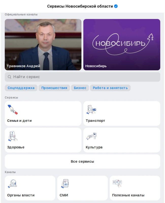 Единая витрина сервисов Макс создана для удобства пользователей Новосибирской области