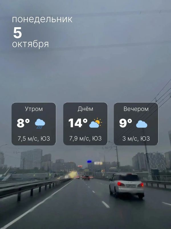 Прохладно и дождливо. Понедельник встретит нас небольшим дождём