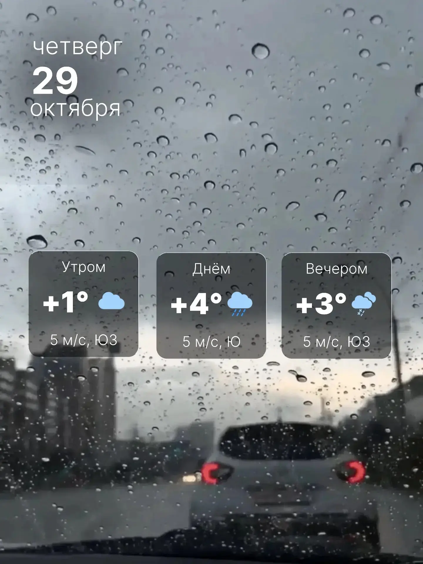 Пасмурное утро и дождь со снегом к вечеру