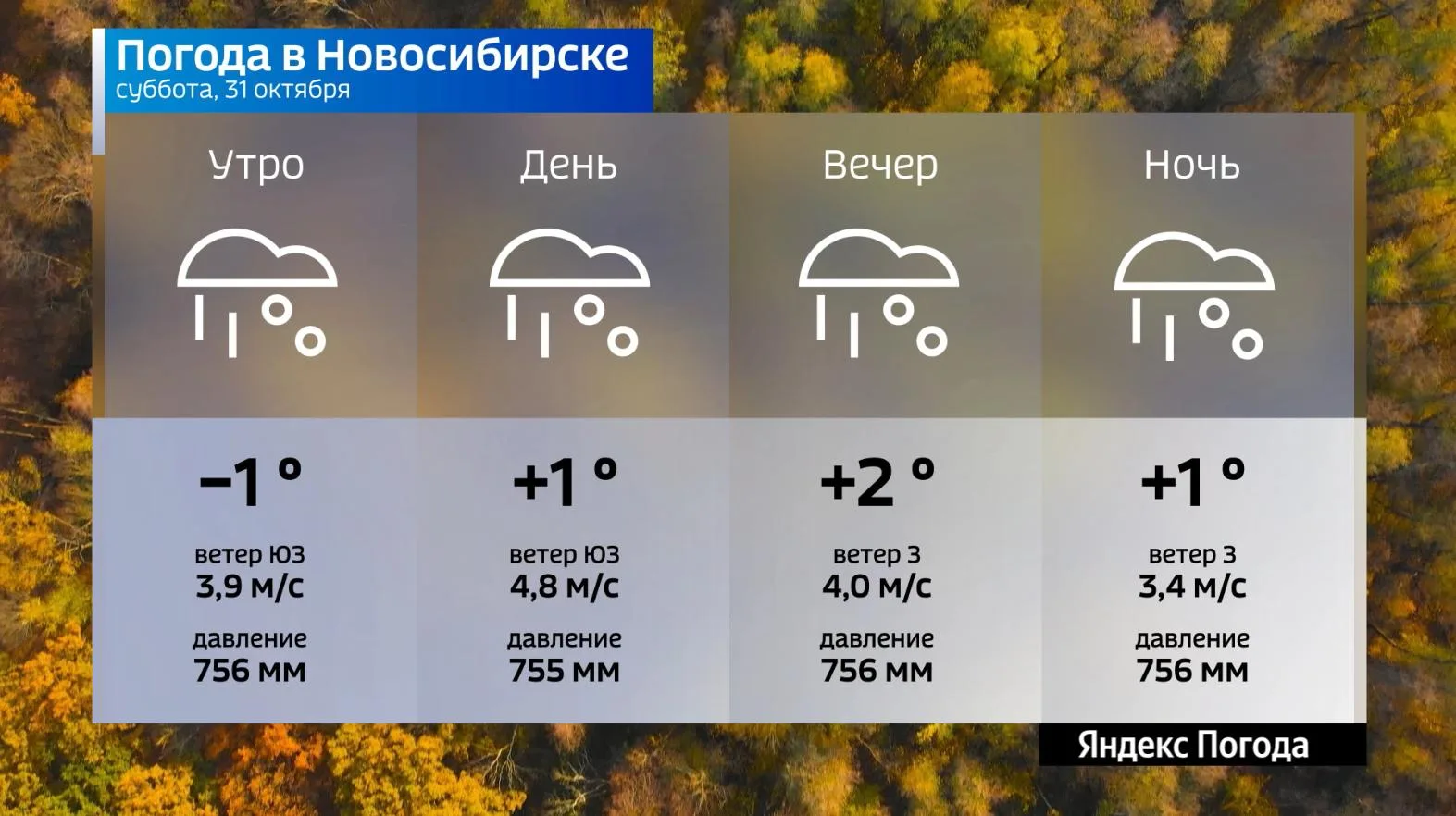 Прогноз погоды на 31 октября 2026 года в Новосибирской области